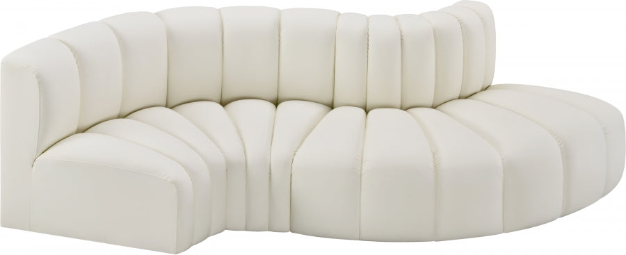 Meridian Furniture - Arc Vegan Leather 4 Piece Sectional in Cream - 101Cream-S4D - GreatFurnitureDeal