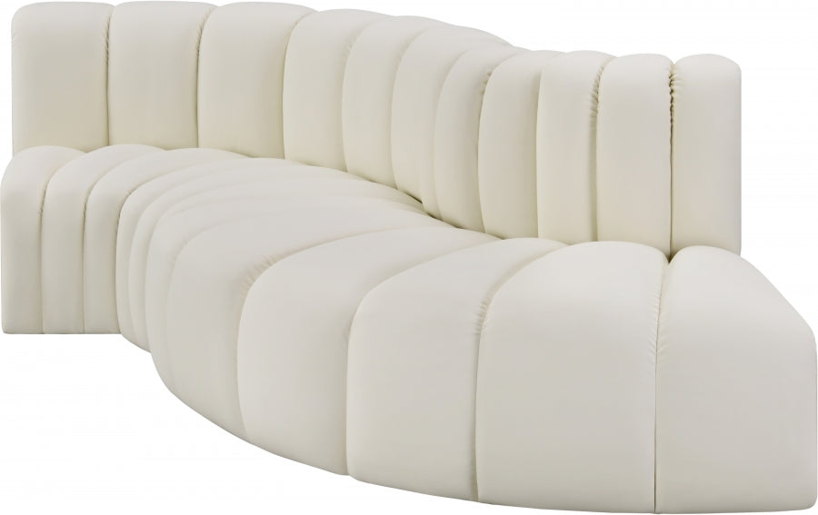 Meridian Furniture - Arc Vegan Leather 4 Piece Sectional in Cream - 101Cream-S4D - GreatFurnitureDeal