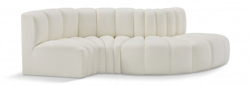 Meridian Furniture - Arc Vegan Leather 4 Piece Sectional in Cream - 101Cream-S4D - GreatFurnitureDeal