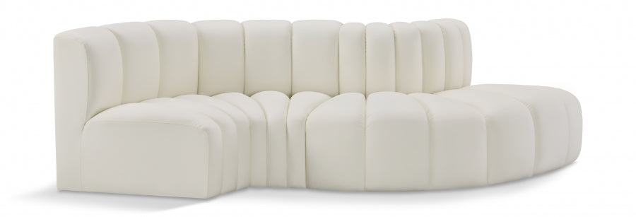 Meridian Furniture - Arc Vegan Leather 4 Piece Sectional in Cream - 101Cream-S4D - GreatFurnitureDeal