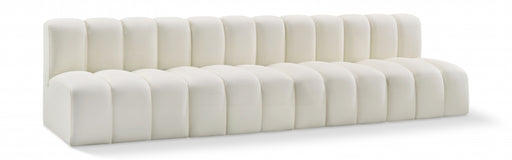 Meridian Furniture - Arc Vegan Leather 4 Piece Sectional in Cream - 101Cream-S4E - GreatFurnitureDeal