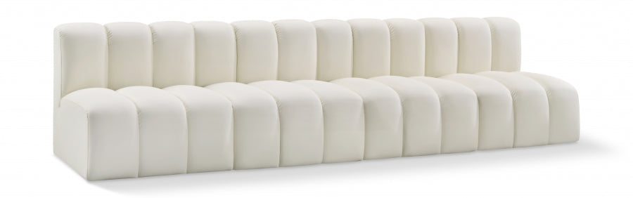 Meridian Furniture - Arc Vegan Leather 4 Piece Sectional in Cream - 101Cream-S4E - GreatFurnitureDeal