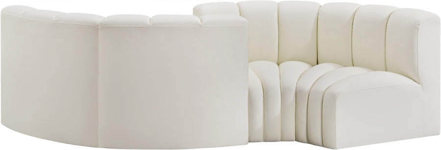 Meridian Furniture - Arc Vegan Leather 4 Piece Sectional in Cream - 101Cream-S4F - GreatFurnitureDeal