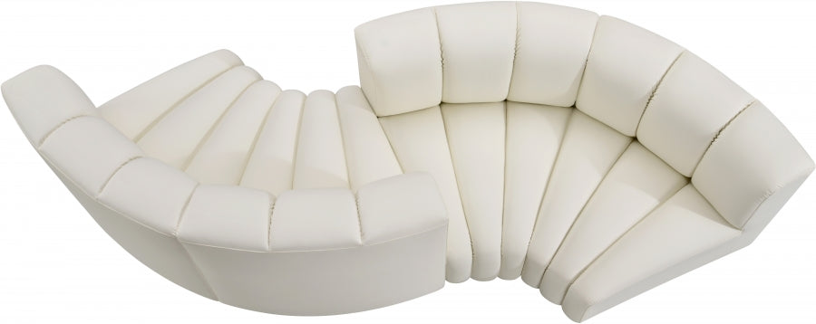 Meridian Furniture - Arc Vegan Leather 4 Piece Sectional in Cream - 101Cream-S4F - GreatFurnitureDeal