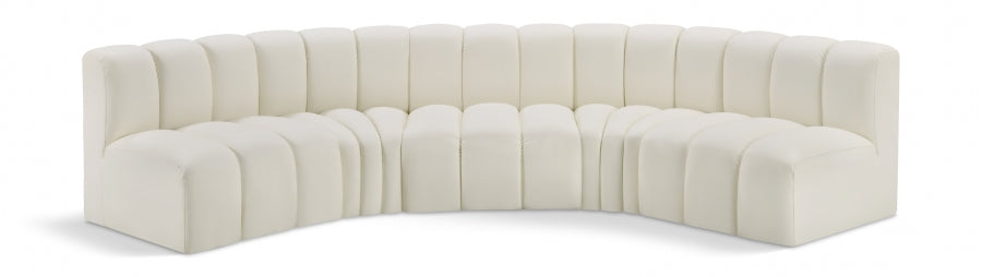 Meridian Furniture - Arc Vegan Leather 5 Piece Sectional in Cream - 101Cream-S5A - GreatFurnitureDeal