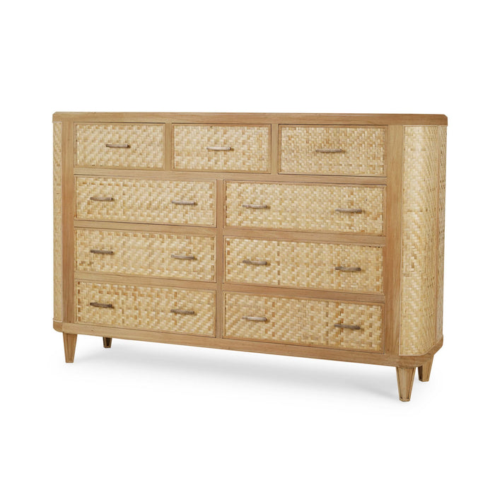 Bramble - Lexington 9 Drawer Dresser w/ Bamboo - Mahogany - BR-28144 - GreatFurnitureDeal