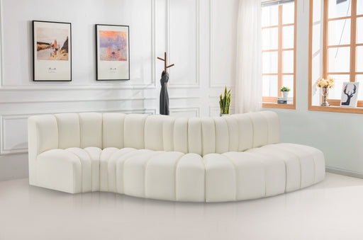 Meridian Furniture - Arc Vegan Leather 5 Piece Sectional in Cream - 101Cream-S5B - GreatFurnitureDeal