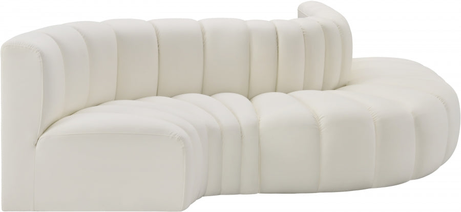 Meridian Furniture - Arc Vegan Leather 5 Piece Sectional in Cream - 101Cream-S5B - GreatFurnitureDeal