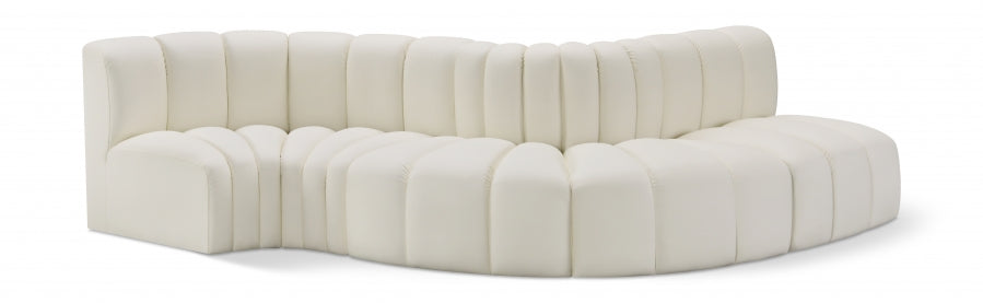 Meridian Furniture - Arc Vegan Leather 5 Piece Sectional in Cream - 101Cream-S5B - GreatFurnitureDeal