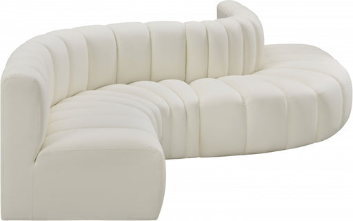 Meridian Furniture - Arc Vegan Leather 6 Piece Sectional in Cream - 101Cream-S6A - GreatFurnitureDeal