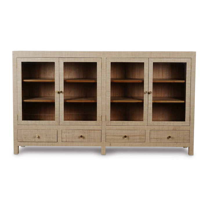 Bramble - Kagu 4 Door Low Cabinet w/ Raffia - BR-28147 - GreatFurnitureDeal