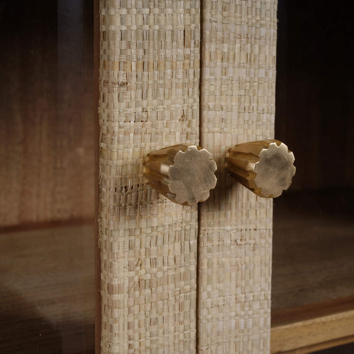 Bramble - Kagu 4 Door Low Cabinet w/ Raffia - BR-28147 - GreatFurnitureDeal