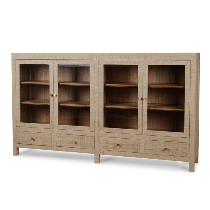 Bramble - Kagu 4 Door Low Cabinet w/ Raffia - BR-28147 - GreatFurnitureDeal