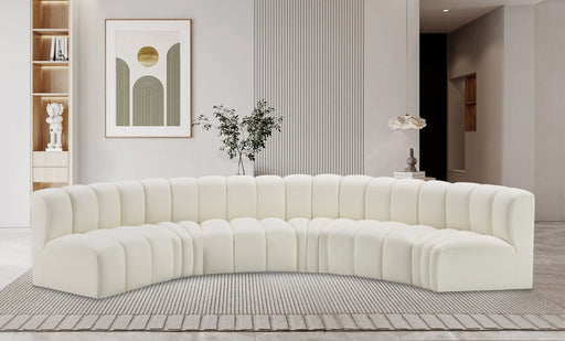 Meridian Furniture - Arc Vegan Leather 6 Piece Sectional in Cream - 101Cream-S6B - GreatFurnitureDeal