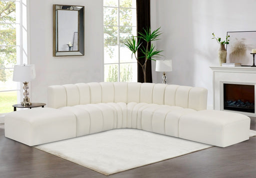 Meridian Furniture - Arc Vegan Leather 6 Piece Sectional in Cream - 101Cream-S6C - GreatFurnitureDeal