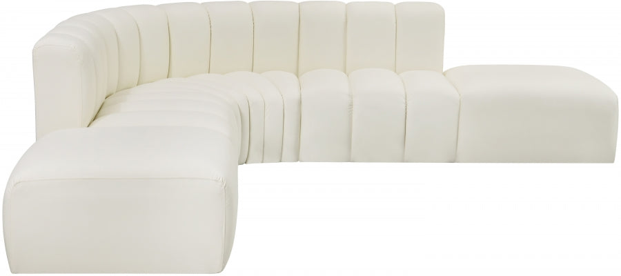 Meridian Furniture - Arc Vegan Leather 6 Piece Sectional in Cream - 101Cream-S6C - GreatFurnitureDeal