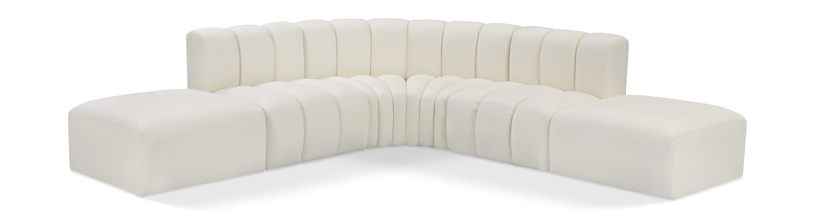 Meridian Furniture - Arc Vegan Leather 6 Piece Sectional in Cream - 101Cream-S6C - GreatFurnitureDeal