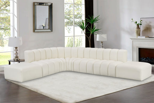 Meridian Furniture - Arc Vegan Leather 7 Piece Sectional in Cream - 101Cream-S7A - GreatFurnitureDeal