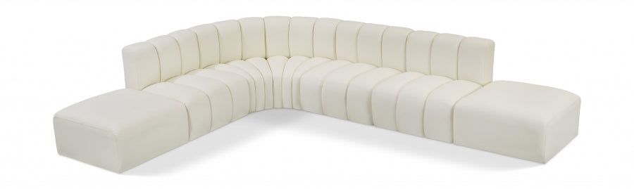 Meridian Furniture - Arc Vegan Leather 7 Piece Sectional in Cream - 101Cream-S7A - GreatFurnitureDeal