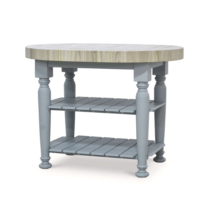 Bramble - Farmhouse Butcher Block Kitchen Island In Pale Blue - 28151PBERAW---- - GreatFurnitureDeal
