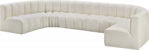 Meridian Furniture - Arc Vegan Leather 8 Piece Sectional in Cream - 101Cream-S8A - GreatFurnitureDeal