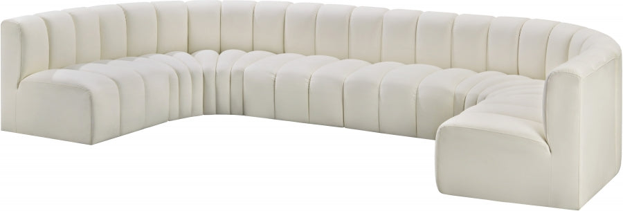 Meridian Furniture - Arc Vegan Leather 8 Piece Sectional in Cream - 101Cream-S8A - GreatFurnitureDeal