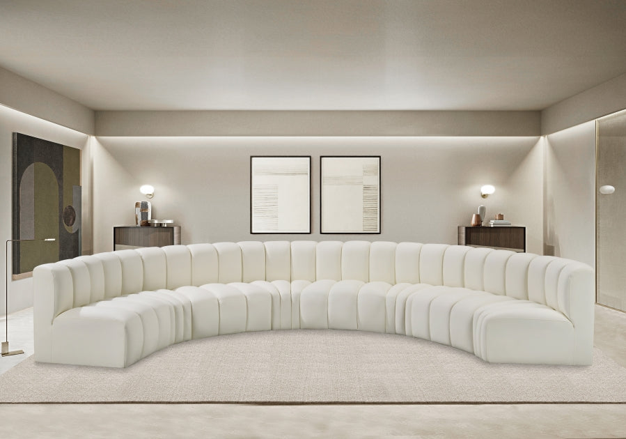 Meridian Furniture - Arc Vegan Leather 8 Piece Sectional in Cream - 101Cream-S8B - GreatFurnitureDeal