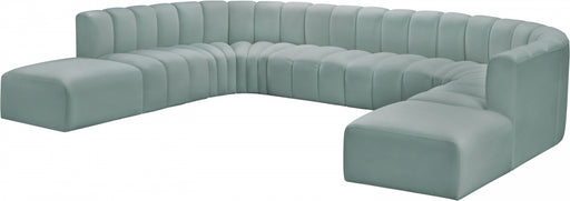 Meridian Furniture - Arc Vegan Leather Fabric 10 Piece Sectional in Mint Green - 101Mint-S10A - GreatFurnitureDeal