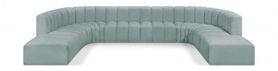 Meridian Furniture - Arc Vegan Leather Fabric 10 Piece Sectional in Mint Green - 101Mint-S10A - GreatFurnitureDeal