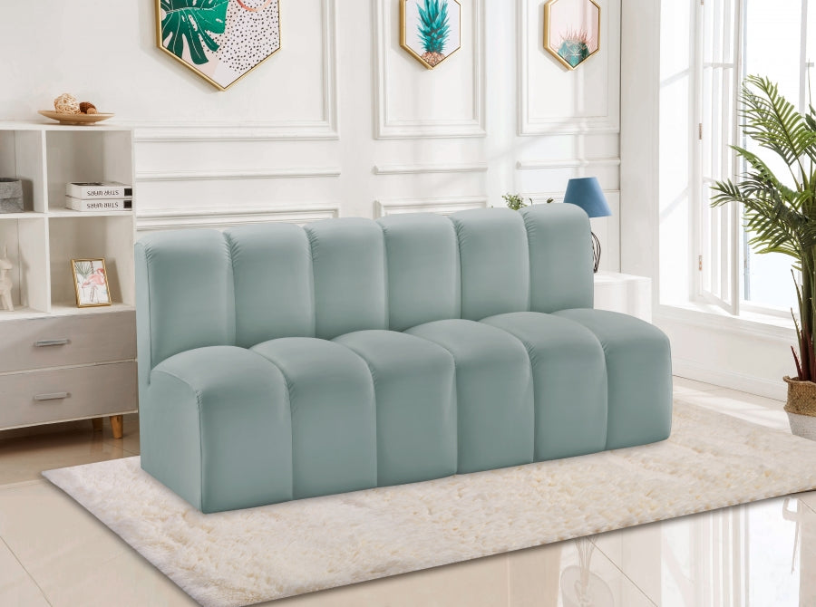 Meridian Furniture - Arc Vegan Leather Modular Sofa in Mint Green - 101Mint-S2A - GreatFurnitureDeal