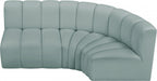 Meridian Furniture - Arc Vegan Leather 3 Piece Sectional in Mint Green - 101Mint-S3A - GreatFurnitureDeal