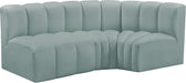 Meridian Furniture - Arc Vegan Leather 3 Piece Sectional in Mint Green - 101Mint-S3A - GreatFurnitureDeal