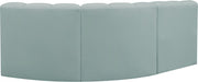 Meridian Furniture - Arc Vegan Leather 3 Piece Sectional in Mint Green - 101Mint-S3A - GreatFurnitureDeal