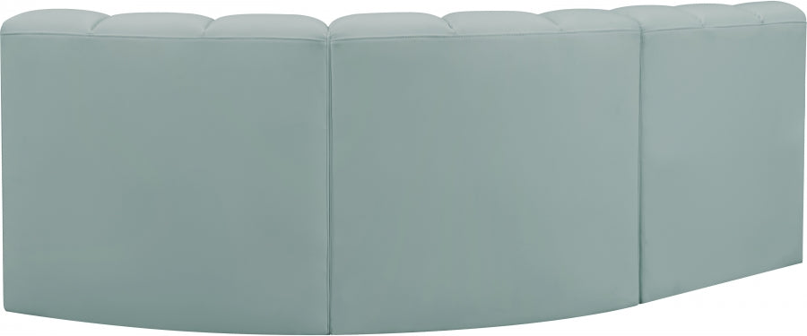 Meridian Furniture - Arc Vegan Leather 3 Piece Sectional in Mint Green - 101Mint-S3A - GreatFurnitureDeal