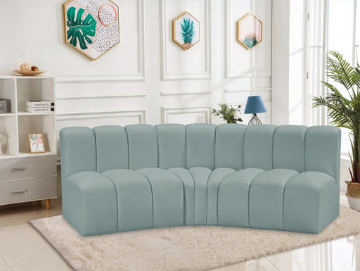 Meridian Furniture - Arc Vegan Leather 3 Piece Sectional in Mint Green - 101Mint-S3B - GreatFurnitureDeal