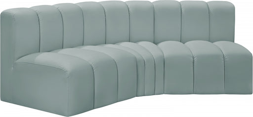 Meridian Furniture - Arc Vegan Leather 3 Piece Sectional in Mint Green - 101Mint-S3B - GreatFurnitureDeal