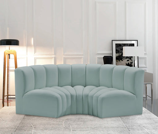 Meridian Furniture - Arc Vegan Leather 3 Piece Sectional in Mint Green - 101Mint-S3C - GreatFurnitureDeal