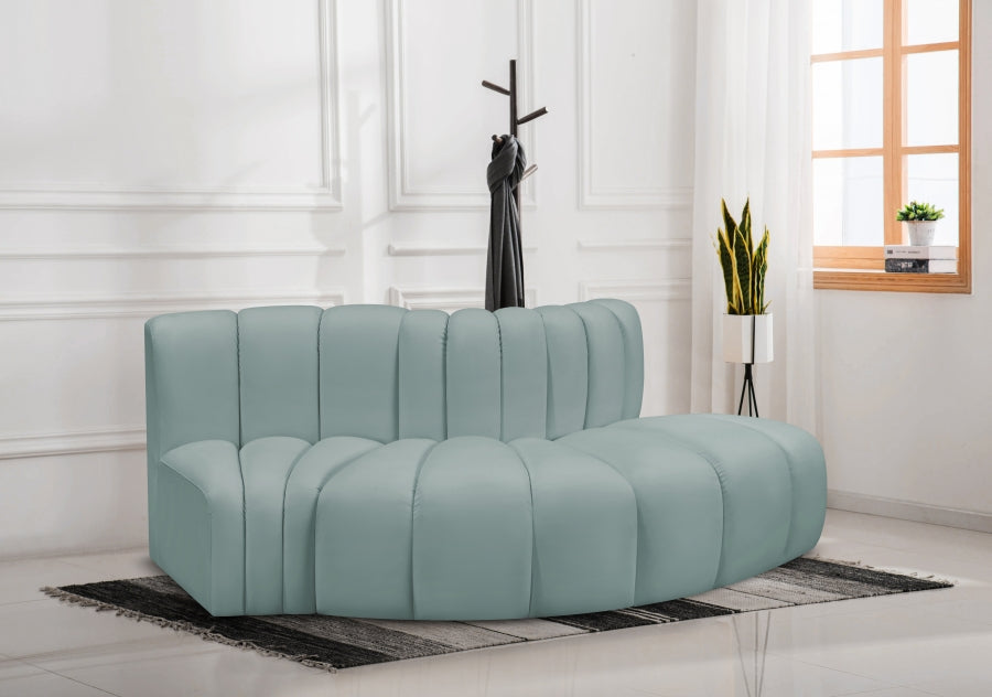 Meridian Furniture - Arc Vegan Leather 3 Piece Sectional in Mint Green - 101Mint-S3E - GreatFurnitureDeal