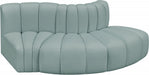 Meridian Furniture - Arc Vegan Leather 3 Piece Sectional in Mint Green - 101Mint-S3E - GreatFurnitureDeal