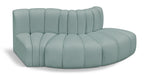 Meridian Furniture - Arc Vegan Leather 3 Piece Sectional in Mint Green - 101Mint-S3E - GreatFurnitureDeal