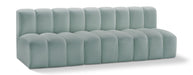 Meridian Furniture - Arc Vegan Leather Modular Sofa in Mint Green - 101Mint-S3F - GreatFurnitureDeal