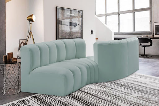 Meridian Furniture - Arc Vegan Leather 4 Piece Sectional in Mint Green - 101Mint-S4A - GreatFurnitureDeal