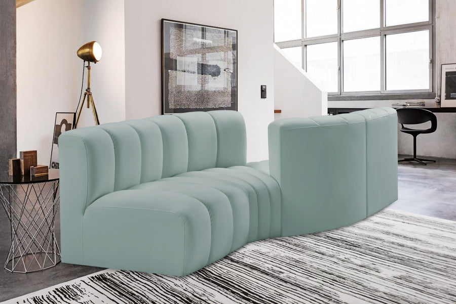 Meridian Furniture - Arc Vegan Leather 4 Piece Sectional in Mint Green - 101Mint-S4A - GreatFurnitureDeal