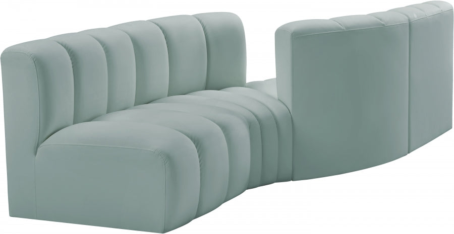 Meridian Furniture - Arc Vegan Leather 4 Piece Sectional in Mint Green - 101Mint-S4A - GreatFurnitureDeal