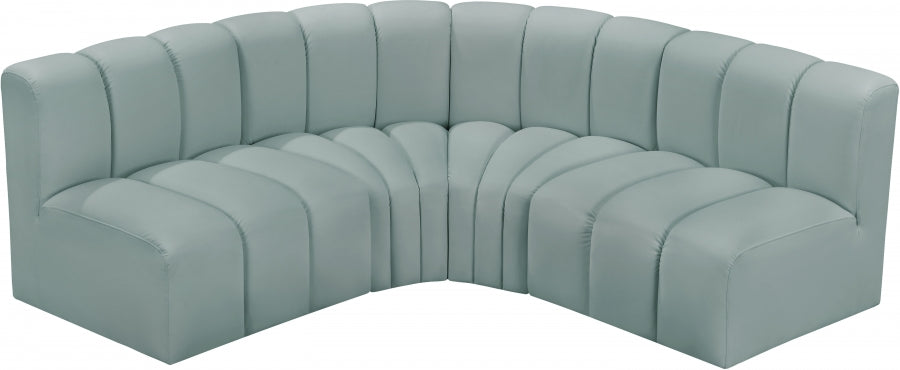 Meridian Furniture - Arc Vegan Leather 4 Piece Sectional in Mint Green - 101Mint-S4B - GreatFurnitureDeal