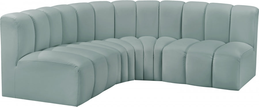 Meridian Furniture - Arc Vegan Leather 4 Piece Sectional in Mint Green - 101Mint-S4B - GreatFurnitureDeal