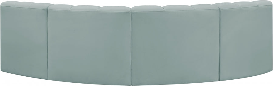 Meridian Furniture - Arc Vegan Leather 4 Piece Sectional in Mint Green - 101Mint-S4B - GreatFurnitureDeal