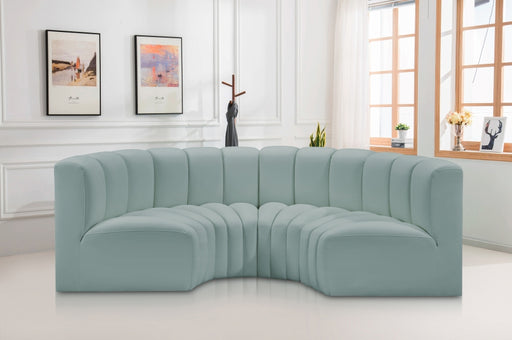 Meridian Furniture - Arc Vegan Leather 4 Piece Sectional in Mint Green - 101Mint-S4C - GreatFurnitureDeal