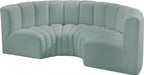 Meridian Furniture - Arc Vegan Leather 4 Piece Sectional in Mint Green - 101Mint-S4C - GreatFurnitureDeal