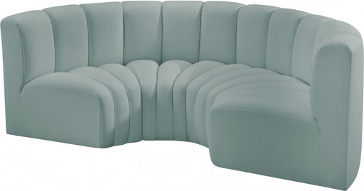 Meridian Furniture - Arc Vegan Leather 4 Piece Sectional in Mint Green - 101Mint-S4C - GreatFurnitureDeal